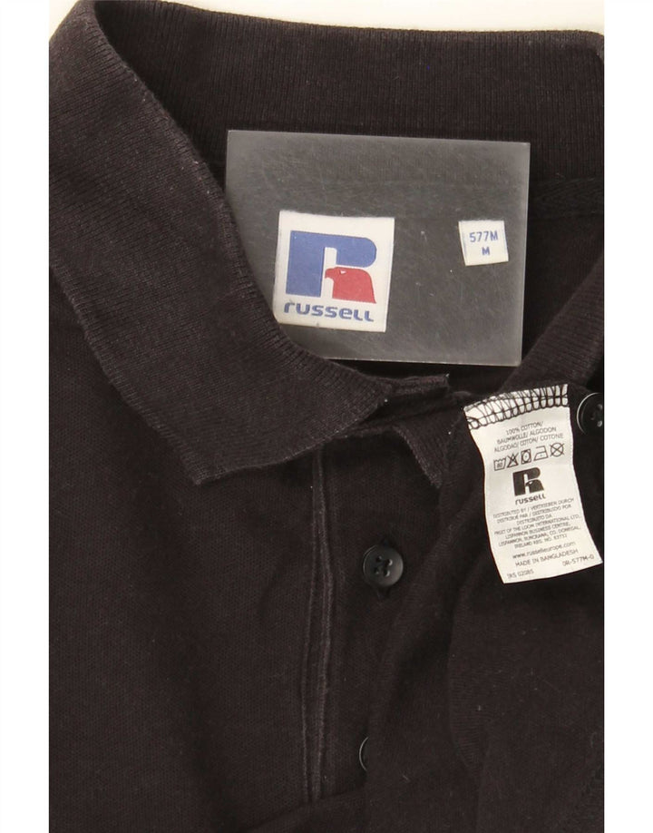 Russell Athletic Herren-Poloshirt aus mittelschwerer schwarzer Baumwolle