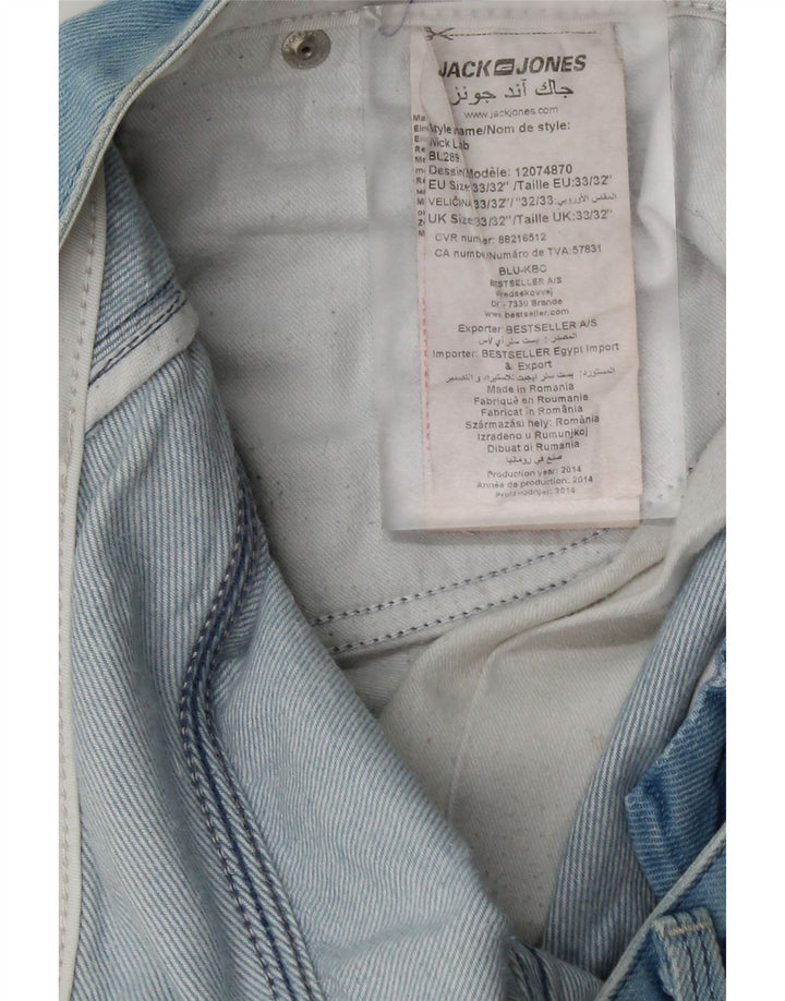 Jack & Jones Herren Straight Jeans W33 L30 Blaue Baumwolle