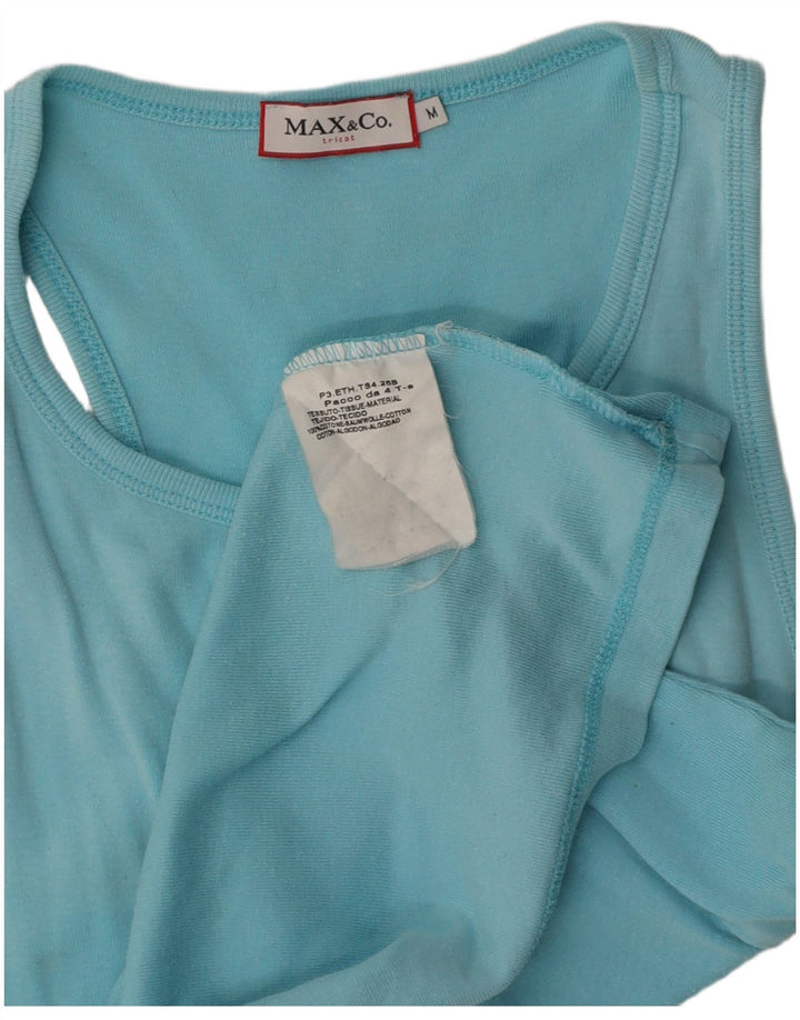 MAX & CO. Womens Vest Top UK 12 Medium Blue Cotton