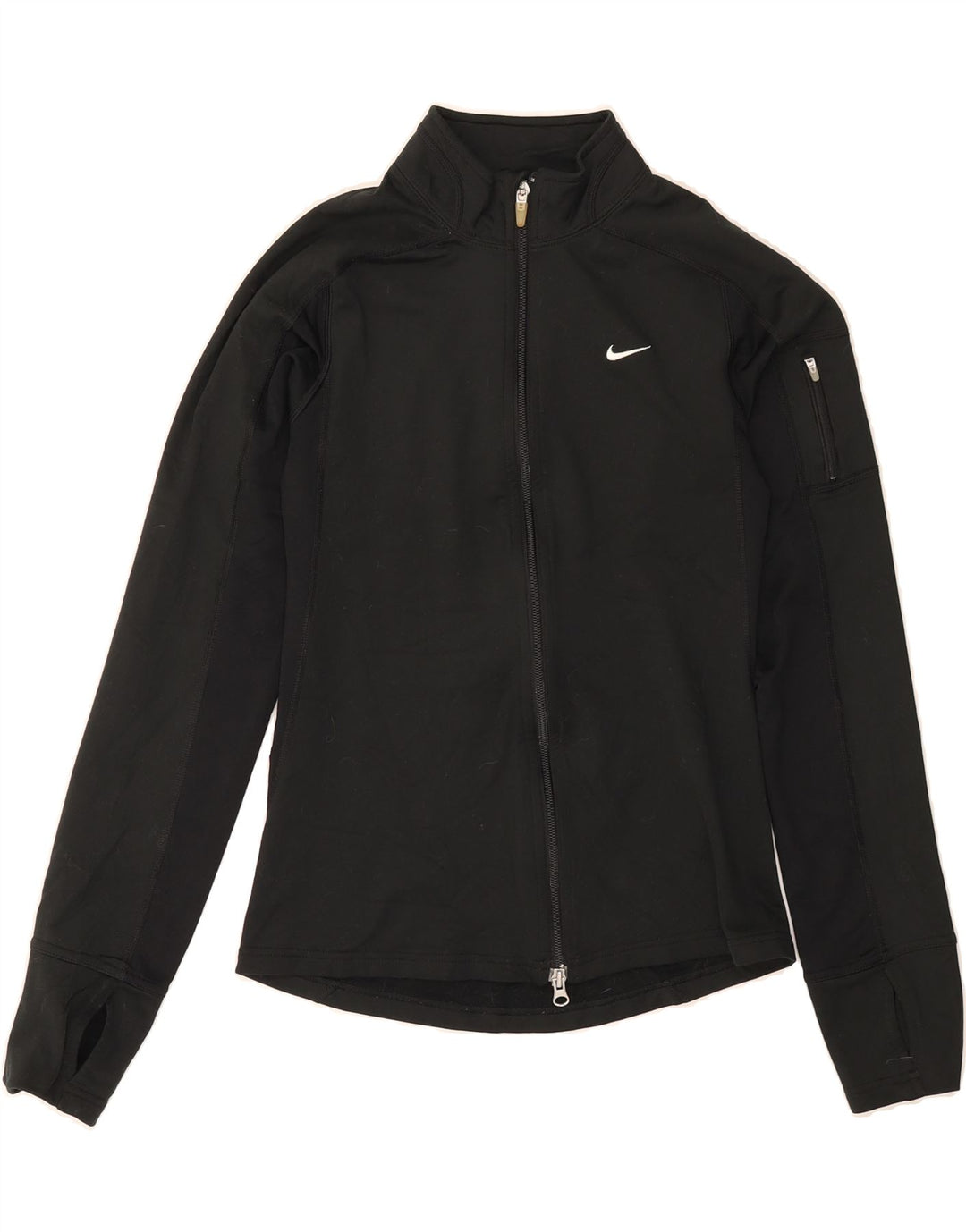 NIKE Womens Tracksuit Top Jacket UK 10 Small Black Polyester Vintage Nike and Second-Hand Nike from Messina Hembry 