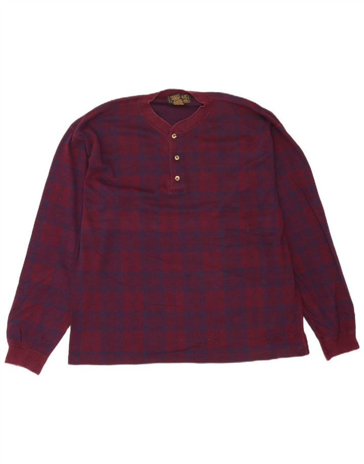 Eddie Bauer Herren-Oberteil, langärmelig, groß, Burgunderrot, kariert, Baumwolle