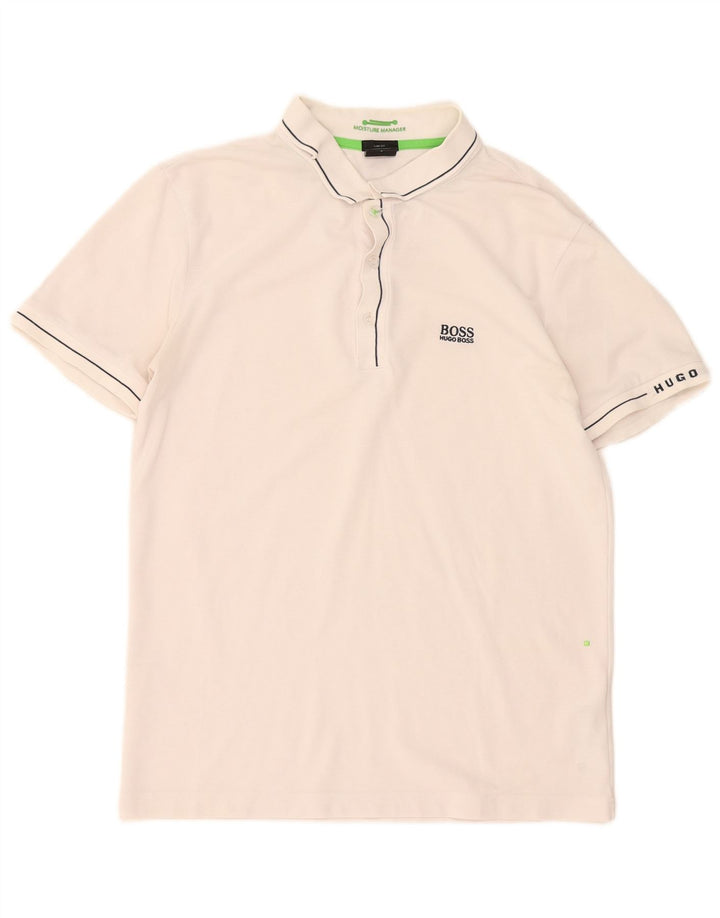 Hugo Boss Herren-Poloshirt, kleine weiße Baumwolle