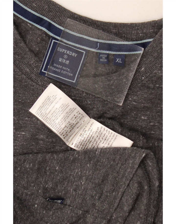 Superdry Herren-T-Shirt-Oberteil XL aus grau gefleckter Baumwolle