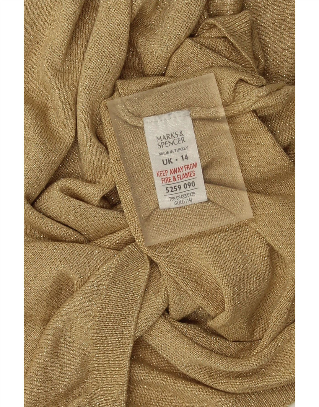 Marks & Spencer Damen-Pullover mit Rollkragen, Gr. 14, Größe L, Gold meliert