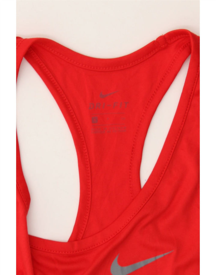 NIKE Womens Dri Fit Graphic Vest Top UK 8 Small Red Polyester Vintage Nike and Second-Hand Nike from Messina Hembry 