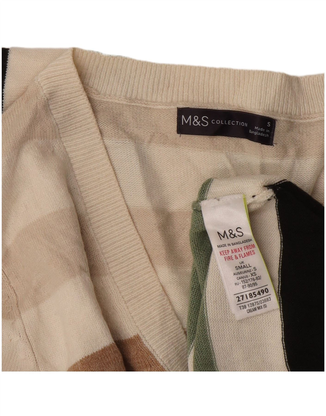 Marks & Spencer Herren-Pullover mit V-Ausschnitt, klein, mehrfarbig gestreift