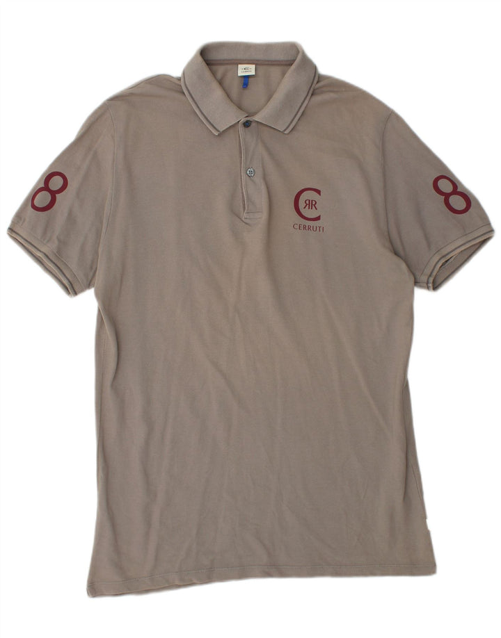 CERRUTI 1881 Herren-Poloshirt mit Grafik, groß, graue Baumwolle