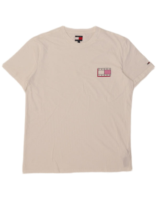 Tommy Hilfiger Herren T-Shirt Top aus mittelweißer Baumwolle
