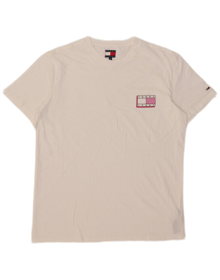Tommy Hilfiger Herren T-Shirt Top aus mittelweißer Baumwolle