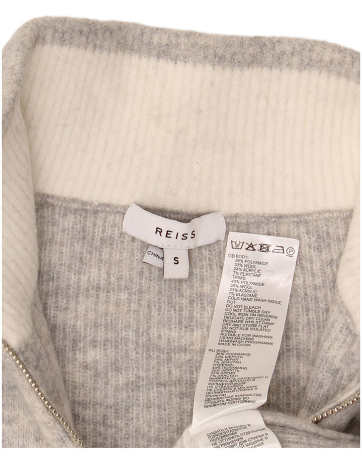 Reiss Herren-Pullover mit Reißverschluss am Hals, kleines, grau meliertes Polyamid