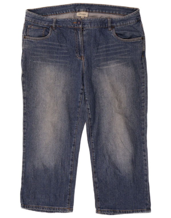 Marks & Spencer Damen Autograph Capri Jeans UK 18 XL W40 L24 Blaue Baumwolle