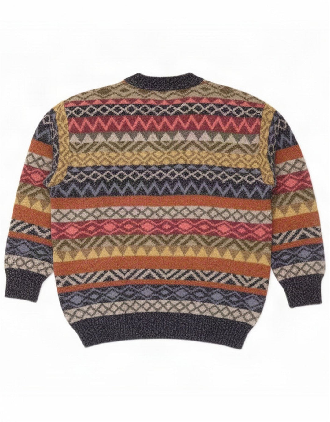 Darwin Herren-Pullover mit V-Ausschnitt, mittelgroße, mehrfarbige Fair-Isle-Wolle