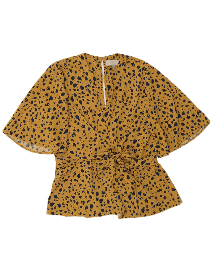 Coast Damen-Blusenoberteil UK 12 Mittelgelbes Polyester mit Animal-Print