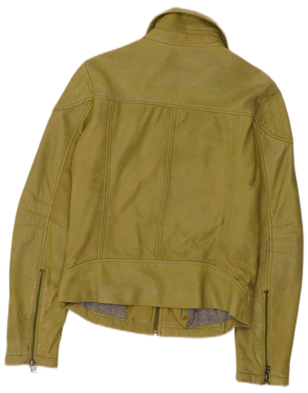 Freaky Nation Damen Lederjacke UK 10 Small Grünes Leder