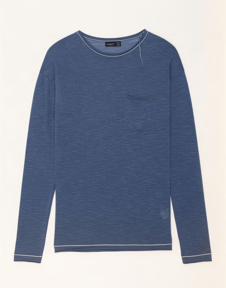 Zara Herren-Oberteil, langärmelig, groß, marineblau, Baumwolle