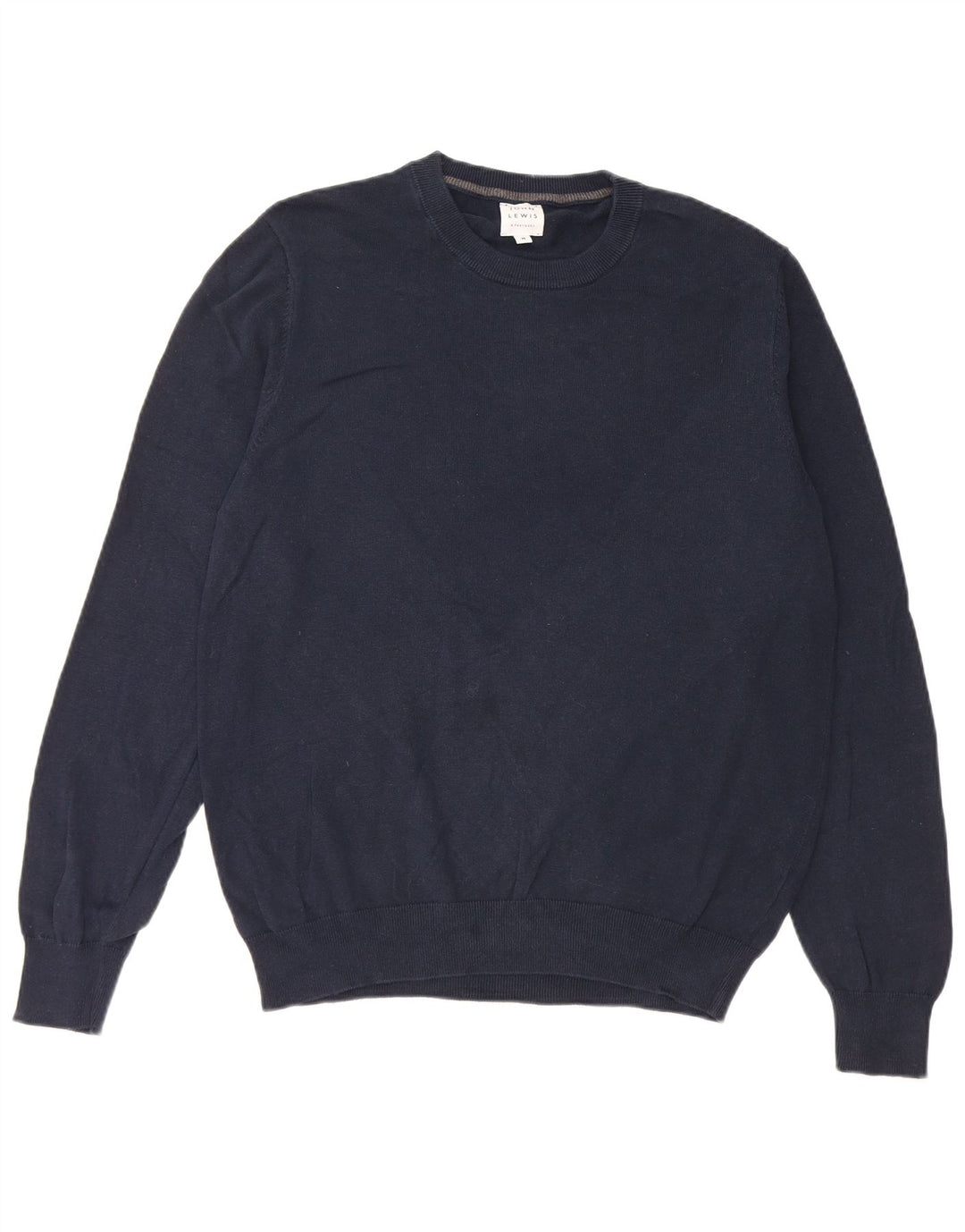 John Lewis Herren-Pullover mit Rundhalsausschnitt, mittlere marineblaue Baumwolle