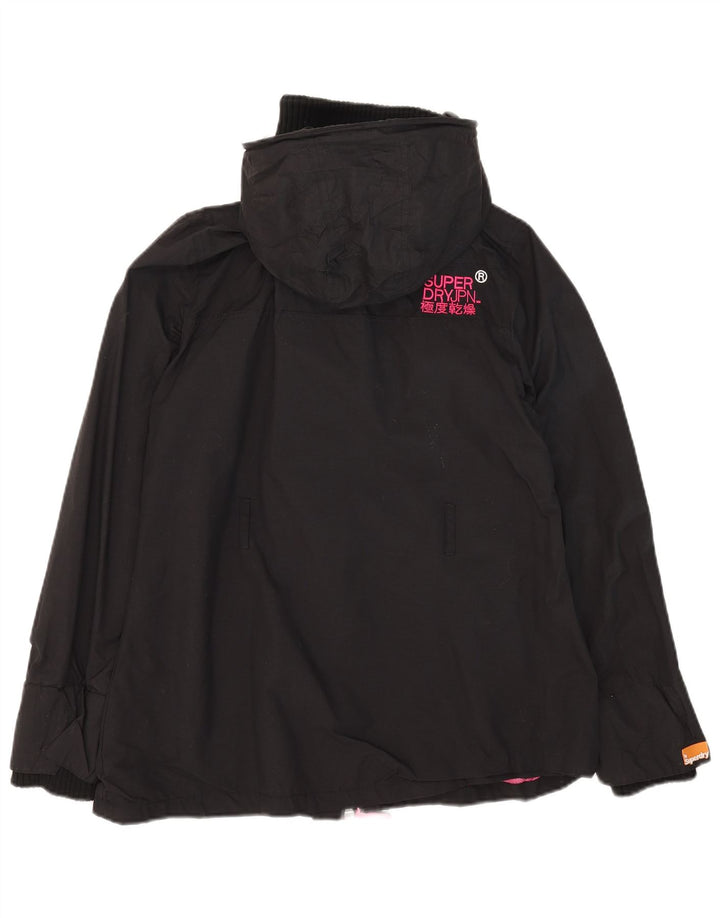Superdry Damen Windmac Hooded Windjacke UK 16 Large Schwarz Nylon