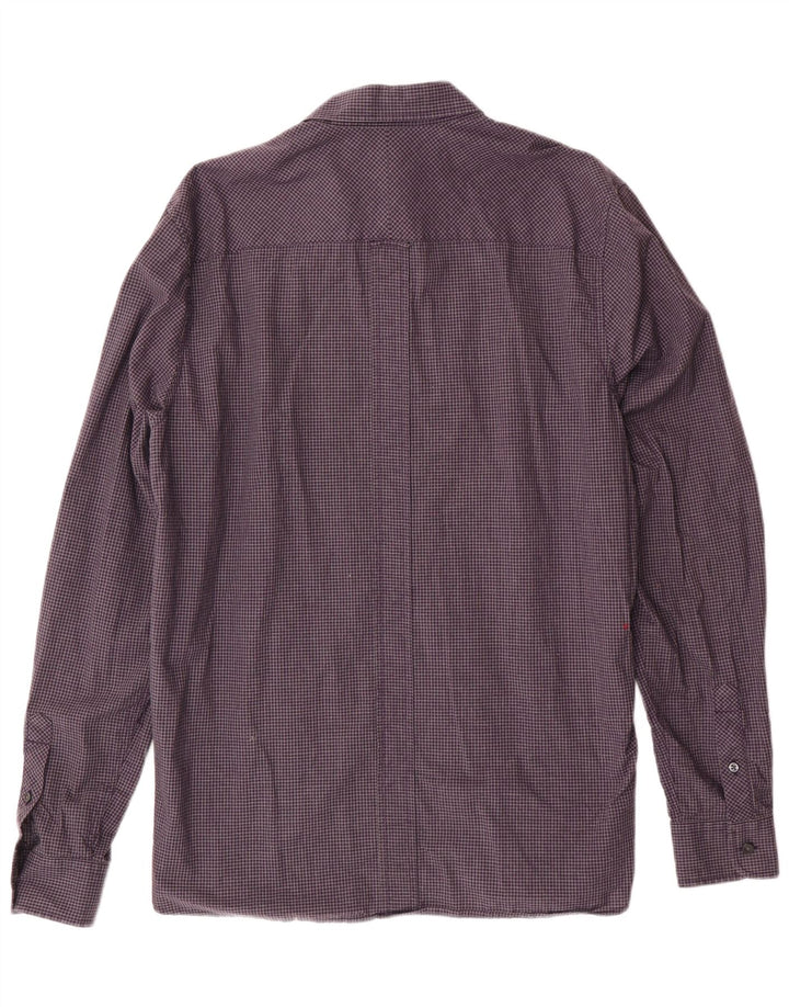 FRED PERRY Herrenhemd, groß, lila Gingham-Baumwolle