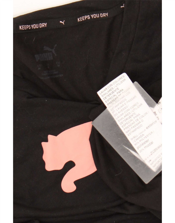Puma Damen Graphic T-Shirt Top UK 14 Medium Schwarz Polyester