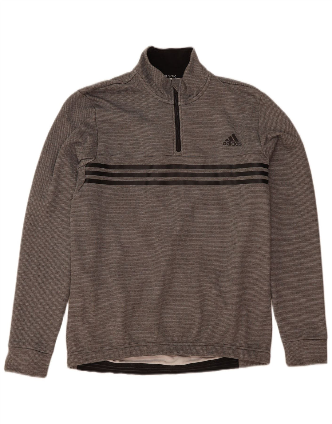Adidas Herren-Sweatshirt mit Reißverschluss am Hals, groß, aus grauem Polyester