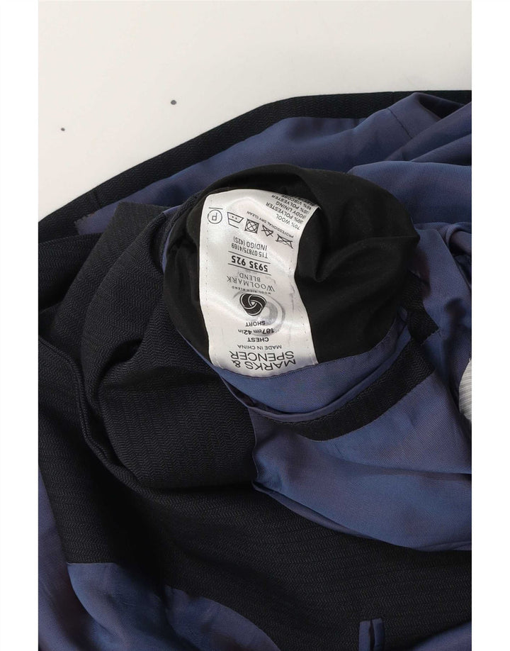 Marks & Spencer Herren-Blazer mit 2 Knöpfen, UK 42, große marineblaue Wolle
