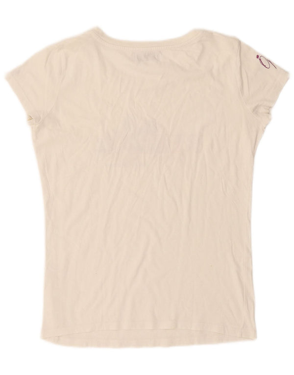 Replay Damen Grafik-T-Shirt-Oberteil UK 16 Large Off White