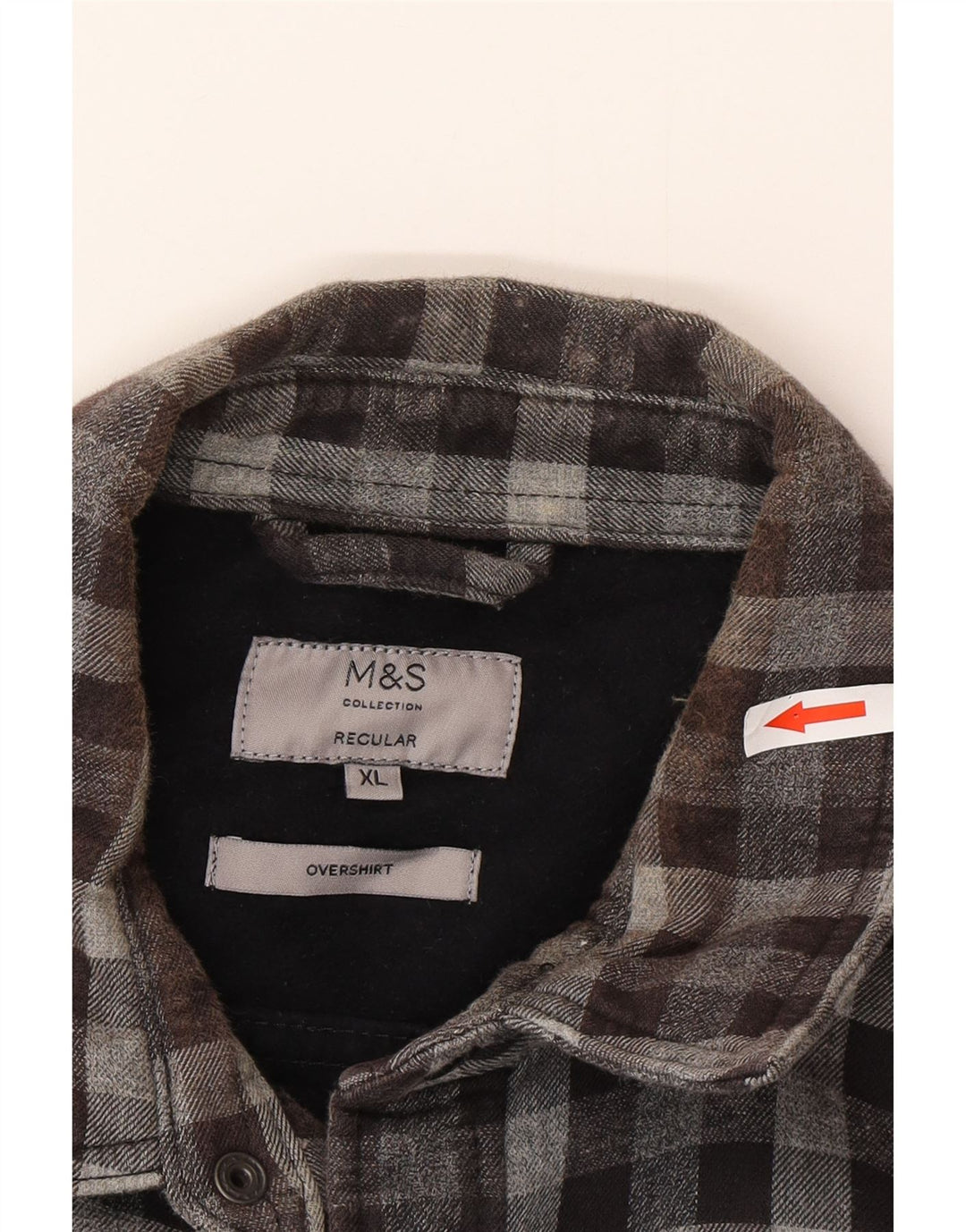 Marks & Spencer Herren Regular Fit Overshirt Flanellhemd XL Grau Gingham