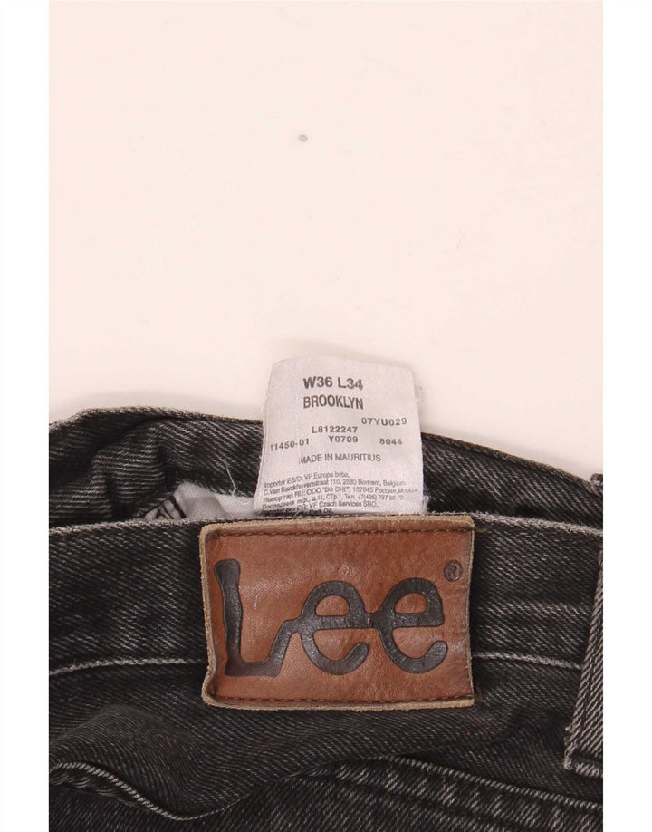 Lee Herren Brooklyn Straight Jeans W36 L34 Schwarze Baumwolle