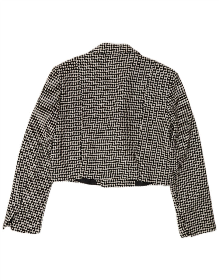 Übergroße Bolerojacke für Damen von Zara, Gr. 10, Größe S, Schwarz, Hahnentrittmuster