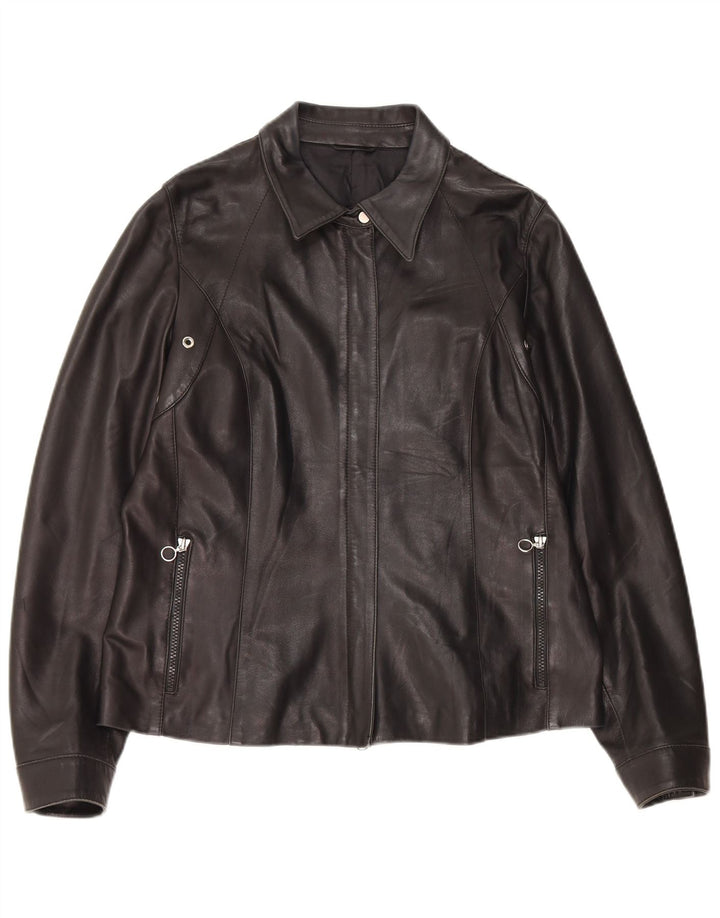 Vintage Damen Lederjacke UK 14 Mittelschwarzes Leder