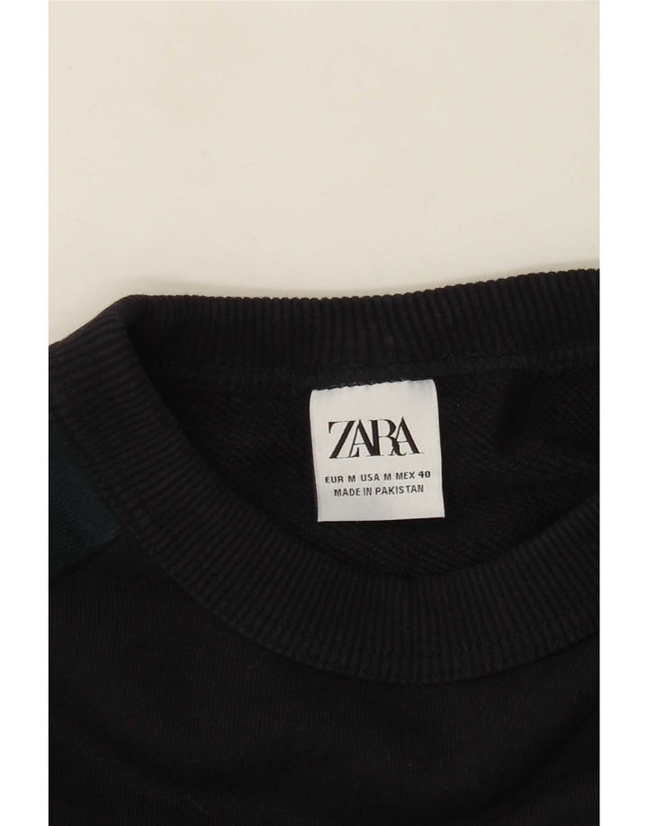 Zara Herren-Sweatshirt-Pullover, mittelgroß, Schwarz, Farbblock