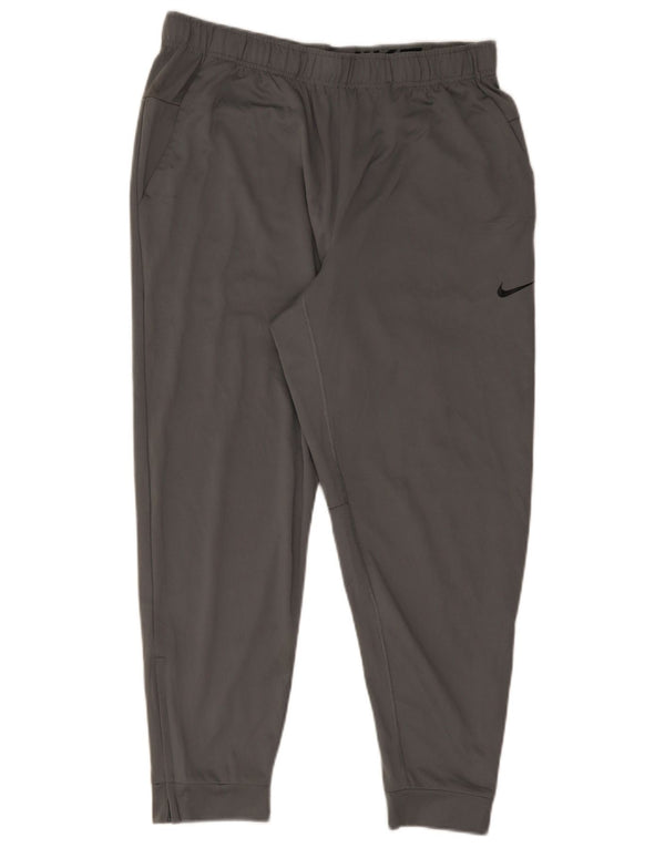 Nike Mens Dri Fit Tracksuit Trousers Joggers Large Grey Polyester