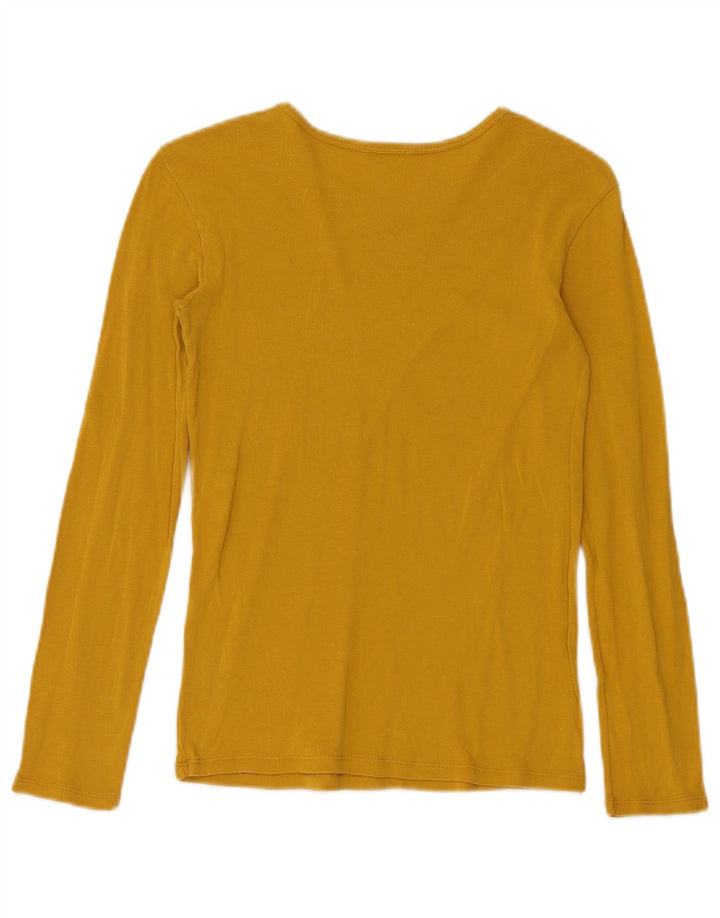 Benetton Womens Graphic Top Langarm UK 8 Small Gelb