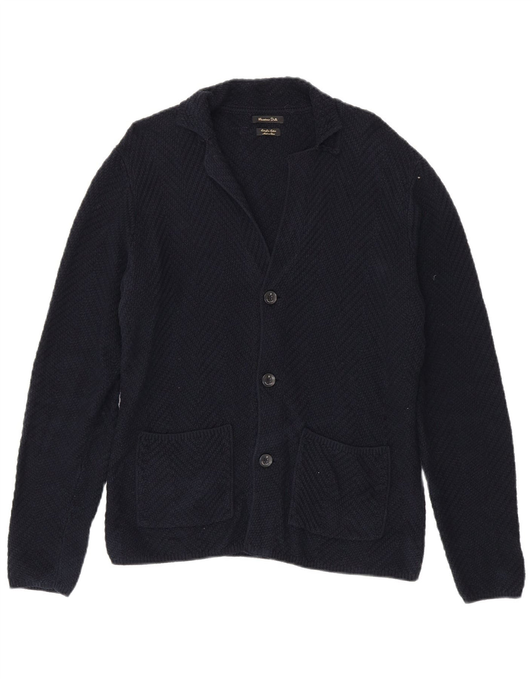 Massimo Dutti Herren-Strickjacke aus mittelblauer Baumwolle