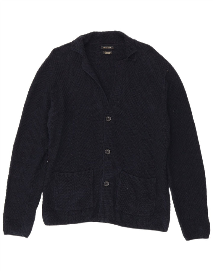 Massimo Dutti Herren-Strickjacke aus mittelblauer Baumwolle