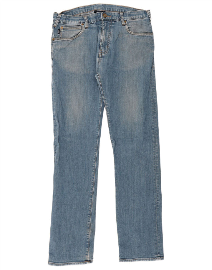 Armani Herren Straight Jeans W34 L32 Blaue Baumwolle