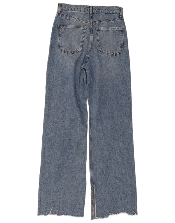 Zara Damen-Jeans mit weitem Bein, EU 38, klein, W28, L33, blaue Baumwolle