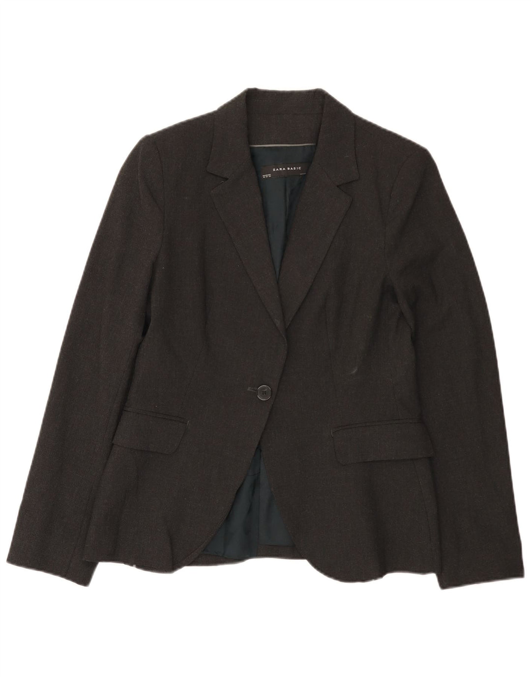 Zara Damen 1-Knopf-Blazerjacke EU 40 Mittelgrau