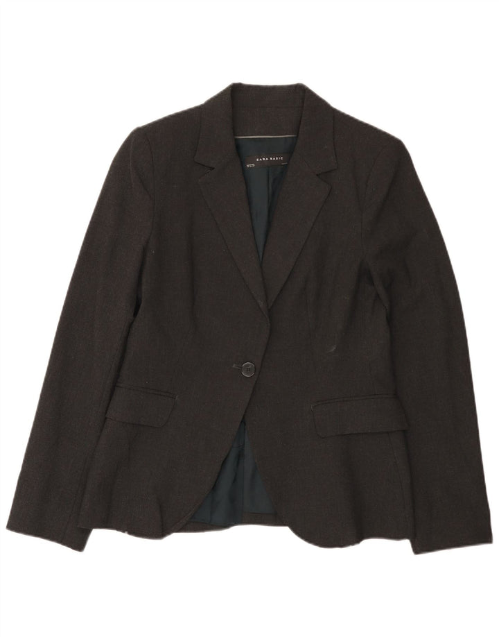 Zara Damen 1-Knopf-Blazerjacke EU 40 Mittelgrau