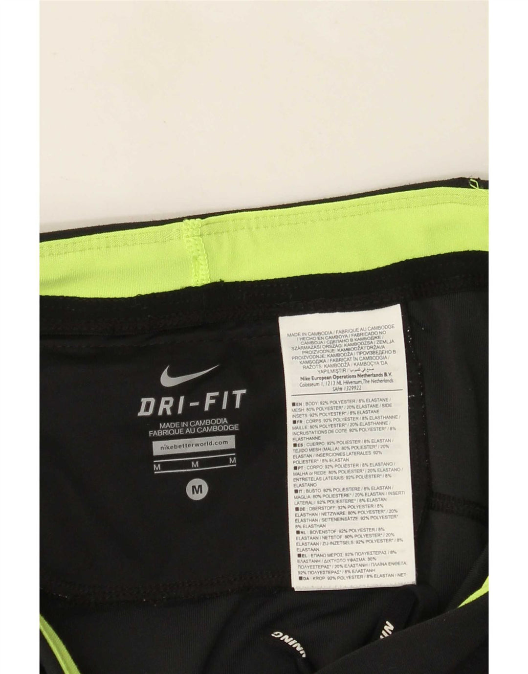 Nike Damen Dri Fit Capri-Leggings UK 12 Mittelschwarzes Colourblock-Polyester