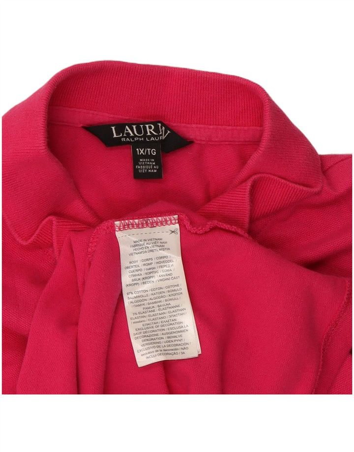 RALPH LAUREN Damen Poloshirt UK 18 XL Rosa Baumwolle