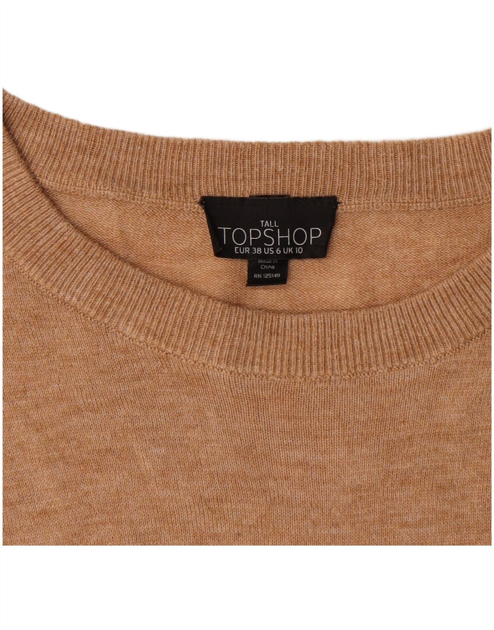 Topshop Damen Übergroßes Top Langarm UK 10 Small Beige