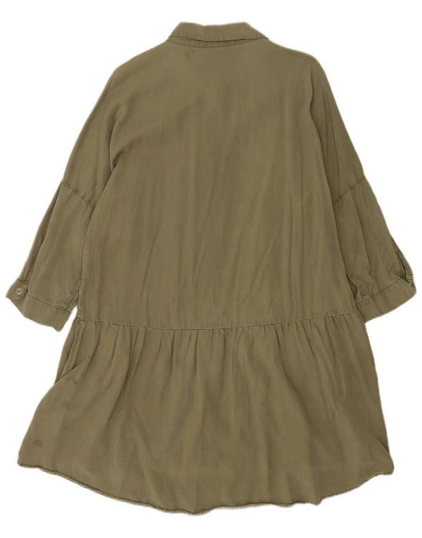 Zara Damen 3/4-Ärmel-Batwing-Hemdkleid UK 18 XL Khaki