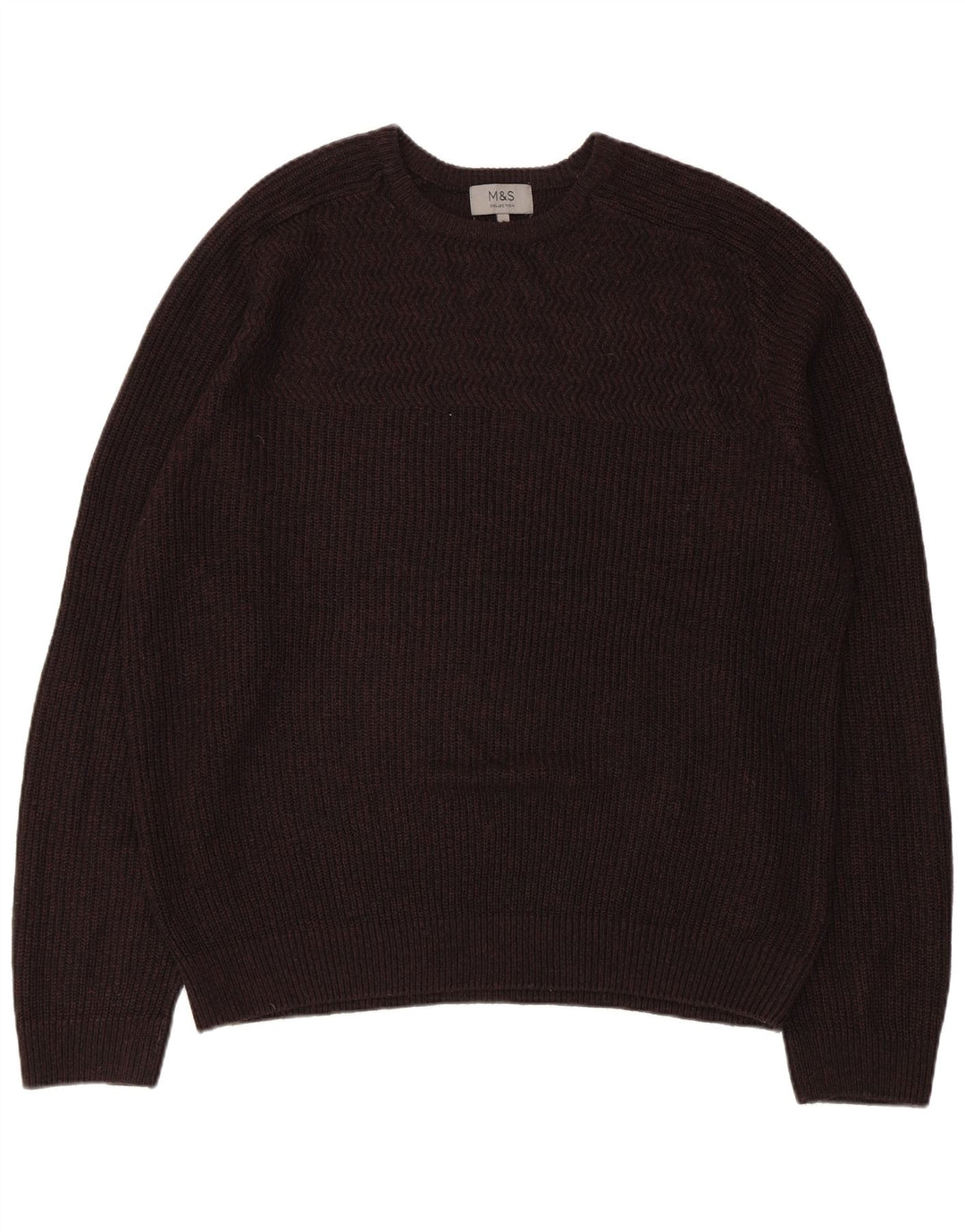 Marks & Spencer Herren-Pullover mit Rundhalsausschnitt, XL, braun, Acryl