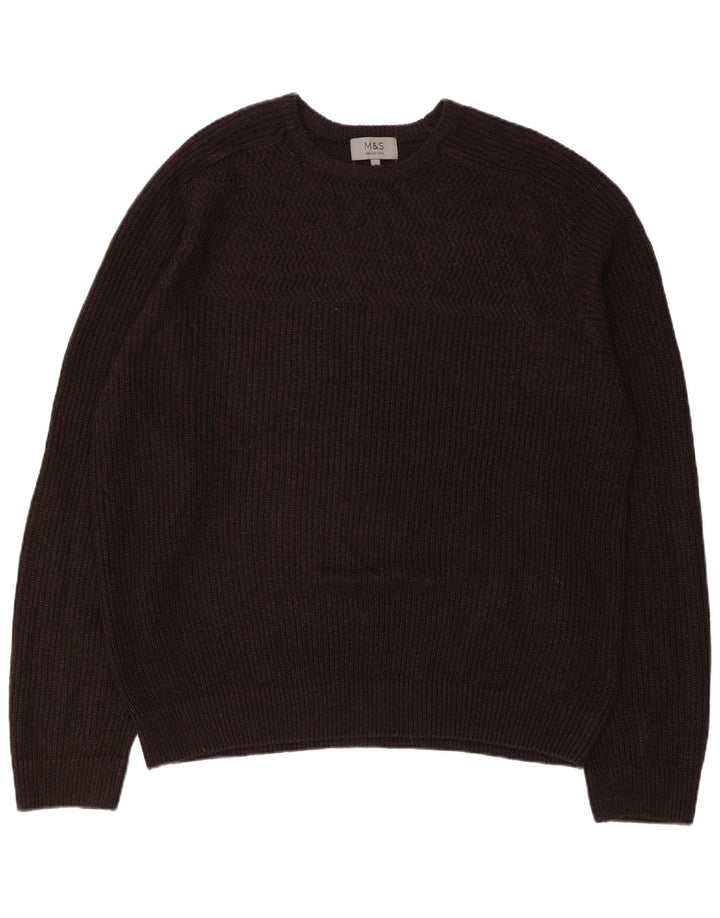 Marks & Spencer Herren-Pullover mit Rundhalsausschnitt, XL, braun, Acryl
