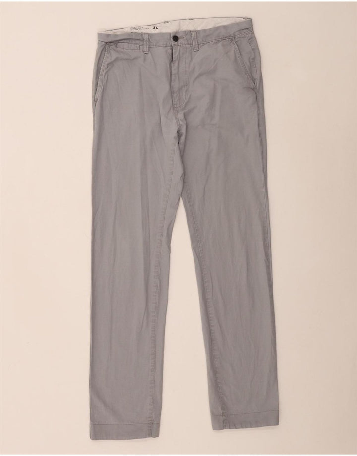 Marks & Spencer Herren gerade Chinohose W32 L33 graue Baumwolle