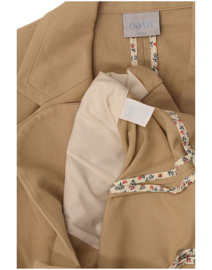 Oasis Damen-Blazerjacke mit 1 Knopf, Gr. 10, Größe S, Beige, Baumwolle