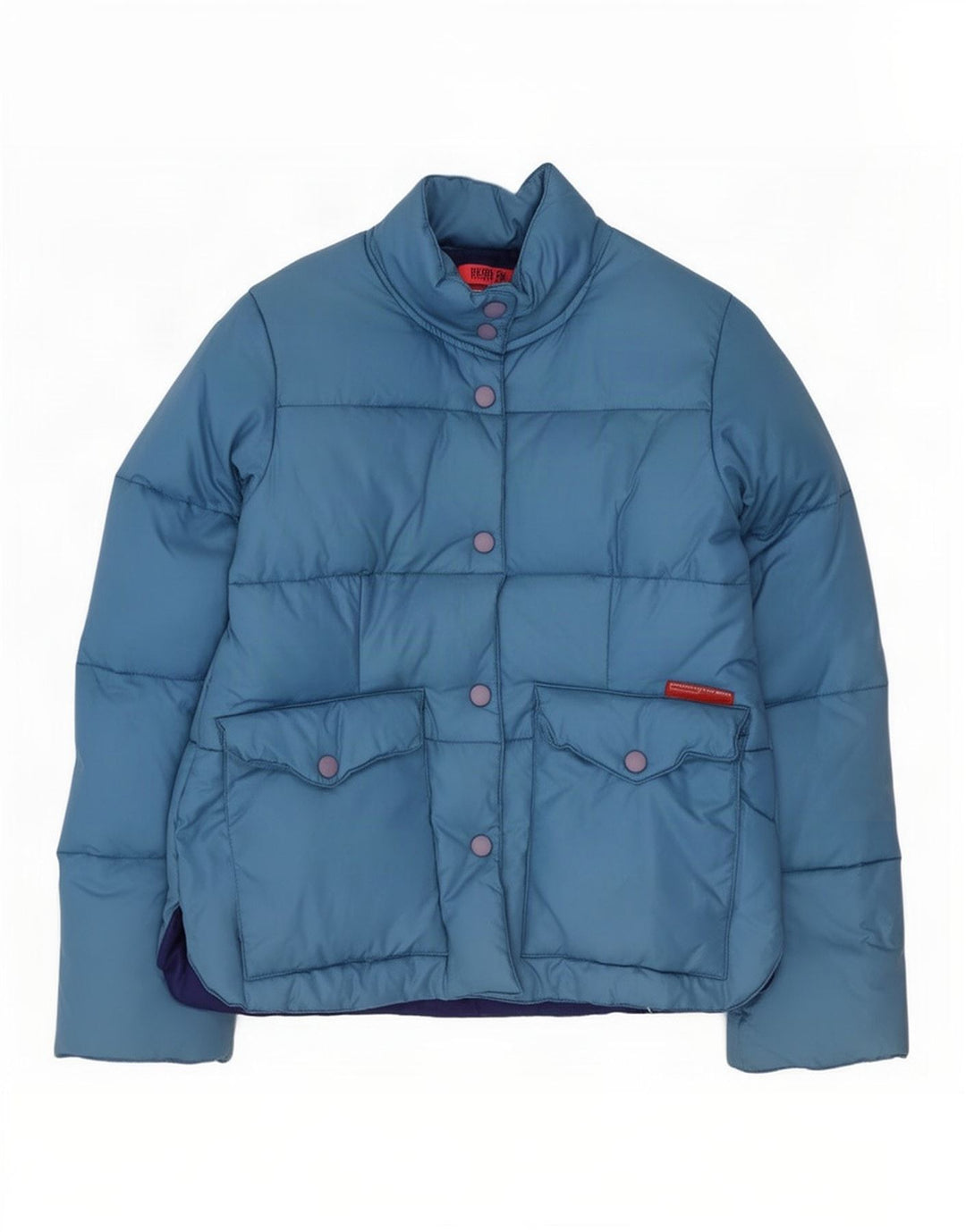 Fiorucci Damen Wattierte Jacke UK 14 Large Blaues Nylon