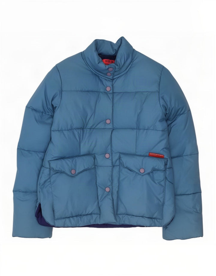 Fiorucci Damen Wattierte Jacke UK 14 Large Blaues Nylon