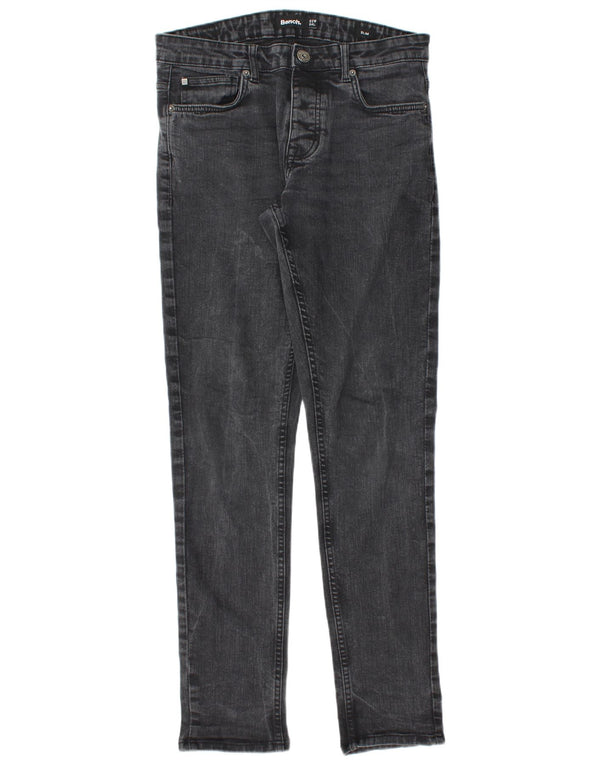 Bench Herren Slim Jeans W32 L32 Schwarz Baumwolle